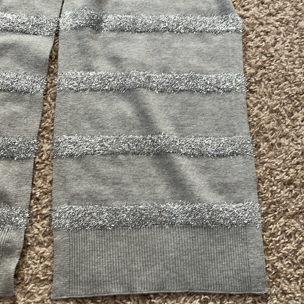 Talbots Gray Silver Tinsel Stripe Warm Winter Scarf w/ Ribbing - Picture 3 of 7